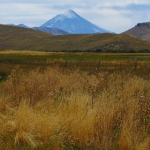 South side of Volcan Lanin seen from the street between Junin de los Andes and San Martin de los Andes